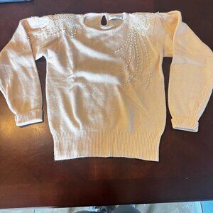 Vintage Marisa Christina pink angora Sweater sz S Pearl‎ & Sequin Embellishments